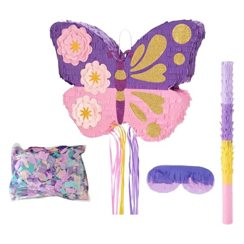 Oshhni Schmetterlings-Piñata, dekoratives Konfetti-Papier, bunt, mit Stange, Party-Geschenke für Partys, Festivals, Foto-Requisiten für Oshhni Schmetterlings-Piñata, dekoratives Konfetti-Papier, bunt, mit Stange, Party-Geschenke für Partys, Festivals, Foto-Requisiten für von Oshhni