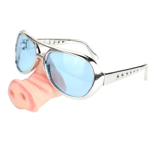 Oshhni Schweinchen Brille mit großer Nase, Verkleidungsbrille, Neuheit, Party-Sonnenbrille für Karneval, Blau von Oshhni