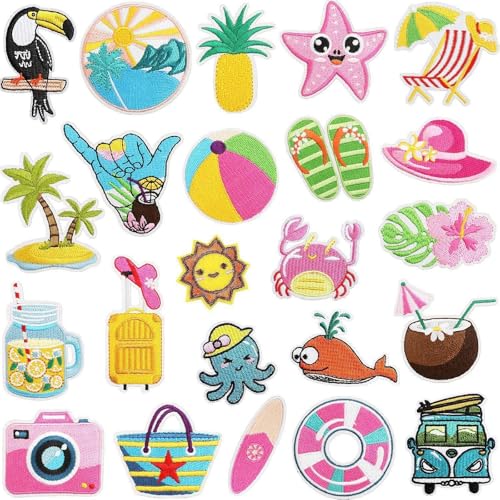 Oshhni Sommer-Aufnäher zum Aufbügeln, Strandmotiv, für Hemden, Hosen, Handtaschen, Hüte, 23 StÜcke Oshhni Sommer-Aufnäher zum Aufbügeln, Strandmotiv, für Hemden, Hosen, Handtaschen, Hüte, 23 StÜcke von Oshhni