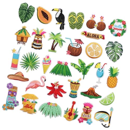 Oshhni Sommer-Aufnäher zum Aufbügeln, Strandmotiv, für Hemden, Hosen, Handtaschen, Hüte, 32 Stück Oshhni Sommer-Aufnäher zum Aufbügeln, Strandmotiv, für Hemden, Hosen, Handtaschen, Hüte, 32 Stück von Oshhni