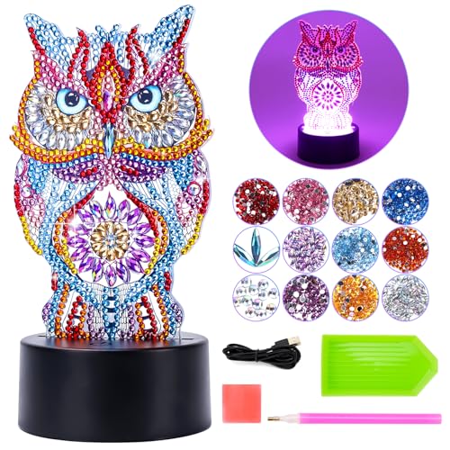 Basteln Mädchen 8 10 6 7 9 Jahre: Diamond Painting Kinder Geschenk Mädchen 7-6-9-10 Jahre DIY Eule Nachtlicht Spielzeug Bastelset Kinder ab 6+ Jahren Kreative Geburtstagsgeschenk für Mädchen 5-12 Jahr von Osikay
