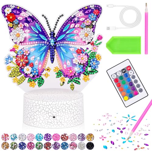Geschenk Mädchen 6 7 5 8 9 Jahre: Diamond Painting Kinder Schmetterling Basteln Mädchen 8-10-6-11 Jahre DIY Nachtlicht Spielzeug Bastelset Kinder ab 6-12 Jahre Zimmer Deko Lustige Geburtstag Geschenke von Osikay