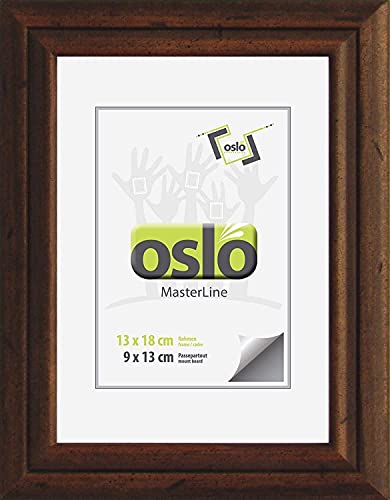 Oslo Masterline Bilderrahmen 13 x 18 dunkel braun Holz Echt-Glas Antik-optik Aufsteller vintage Foto-rahmen Portrait von Oslo Masterline