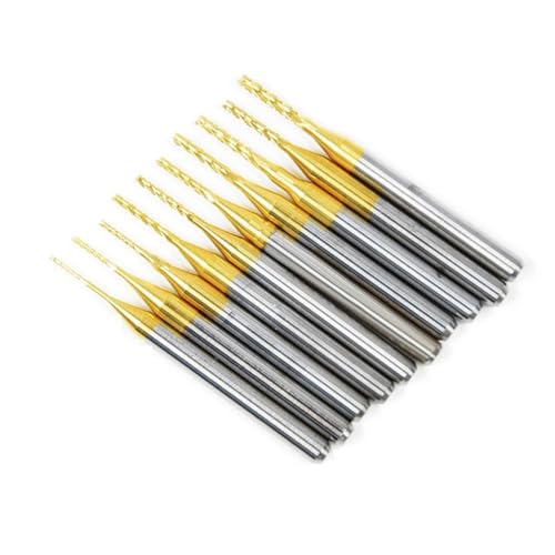 Osmond 10 Stück Titanbeschichtete Gravierfräser mit 1/8'' Schaft, Mikro-Schaftfräser für die Gravur, PCB-Fräser von Osmond