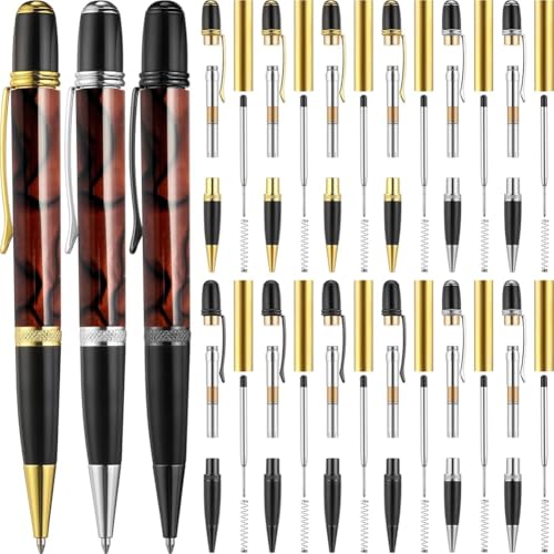 Osmond Crafts Classroom 12er-Pack Holzstift-Set mit Drehbarem Kugelschreiber und Kupfer-Drehteller von Osmond