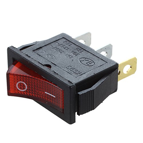 Osmond Wippschalter, On-Off, zweipolig, 28 x 10 mm, 250 V, 15 A, Rot, 3 Klemmen von Osmond