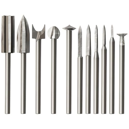 Osmond Wood Carving Drill Bits Set 11Pcs Gravierfrässtifte Set Schleifen Holzbearbeitungswerkzeug mit 1/8” Schaft für DIY von Osmond