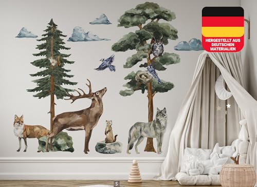 Osomhome | FOREST MYSTERY M | Wandsticker Wandtattoo Kinderzimmer | Wanddeko Babyzimmer | Wandbilder Jugendzimmer | Wald Waldtiere | (ms3629) von Osomhome