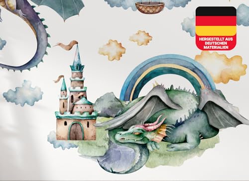 Osomhome Wandtattoo Drachen im Königstal (140x110cm) | Wandsticker & Wanddeko Kinderzimmer | Wandaufkleber, Wall Stickers os9608 von Osomhome