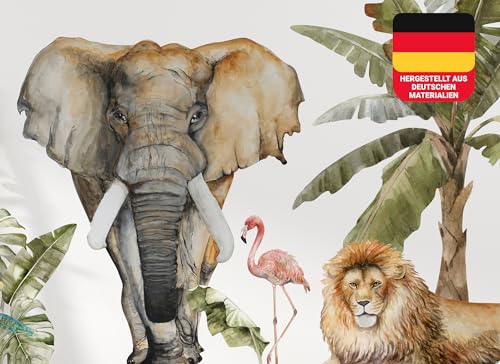Osomhome | Wandtattoo Kinderzimmer Dschungeltiere | Wanddeko Tropische Jungenzimmer | Wandsticker Babyzimmer Tiere Tapete | Dschungel Kindertapete Schlafzimmer | os4016 (190x90cm) von Osomhome