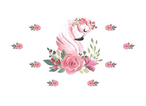 Osomhome Wandtattoo Kinderzimmer Mädchen Flamingo (205x115cm) | Kinderzimmer Deko Babyzimmer Wanddeko | Wandaufkleber Wandbild Kinderbilder Wandsticker | Blumen Blumenkrone os6663 von Osomhome