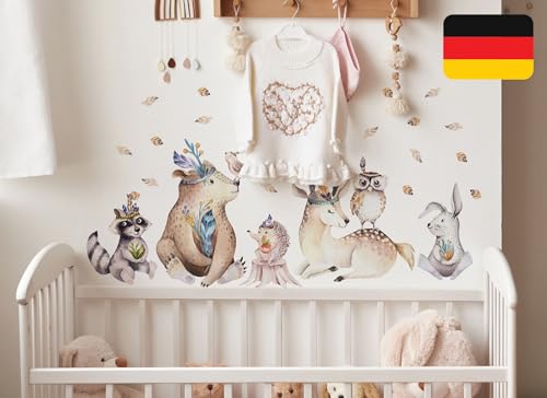 Osomhome Wandtattoo Kinderzimmer Mädchen & Junge: Boho Rehe & Tiere (130x70cm) | Kinderzimmer & Babyzimmer Deko | Wandsticker & Wanddeko Kinderzimmer | Wandaufkleber Kinderzimmer Wall Stickers os8808 von Osomhome