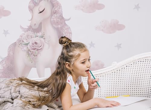 Osomhome Wandtattoo Kinderzimmer Mädchen & Junge: Einhorn (130x110cm) | Kinderzimmer & Babyzimmer Deko | Wandsticker & Wanddeko Kinderzimmer | Wandaufkleber Kinderzimmer Wall Stickers os2064 von Osomhome