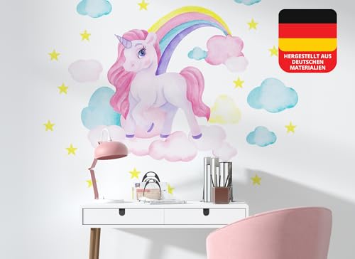 Osomhome | Wandtattoo Kinderzimmer | Wandsticker Einhorn mit Regenbogen Wandbild | Wanddeko Babyzimmer | Wandbilder Jugendzimmer | os2039 (133 x 120 cm) von Osomhome