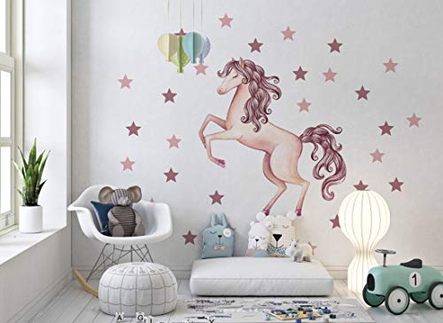 Wandaufkleber märchenhaft Einhorn rosa Wandbild I Sterne Kinderbilder Junge Kinderzimmer Mädchen Aufkleber Osomhome os2013 (230 x 180 cm) von Osomhome