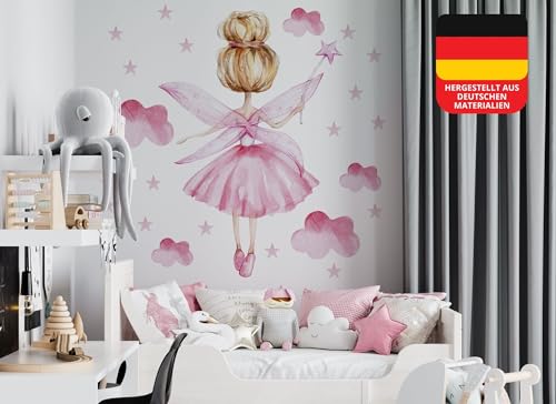 Osomhome Wandtattoo Kinderzimmer Mädchen Fee (120x110cm) | Kinderzimmer Deko Babyzimmer Wanddeko | Wandaufkleber Wandbild Kinderbilder Wandsticker | Wolken Sterne Zauberstab os6602 von Osomhome