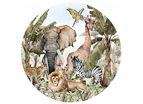Wandtattoo Kreis Saffari I Elefant, Löwe Kinderbilder Junge Kinderzimmer Mädchen Aufkleber Osomhome 120x120 cm von Osomhome