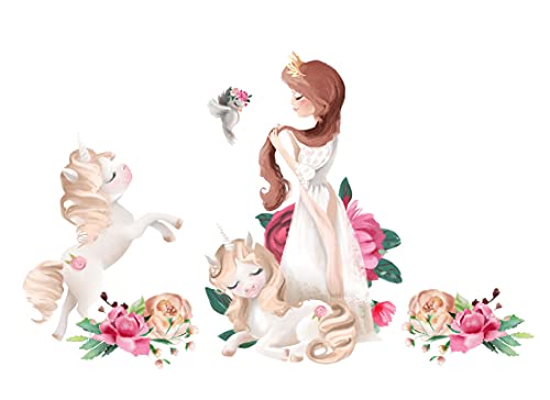 Osomhome Wandtattoo Kinderzimmer Mädchen Prinzessin (165x100 cm) | Kinderzimmer Deko Babyzimmer Wanddeko | Wandaufkleber Wandbild Kinderbilder Wandsticker | Castle, Burg, Einhorn os6203 von Osomhome