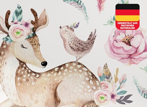 Wandtattoo Waldtiere I Vogel Reh Blumen Kinderbilder Junge Kinderzimmer Mädchen Aufkleber Osomhome os8818 (185x110cm) von Osomhome