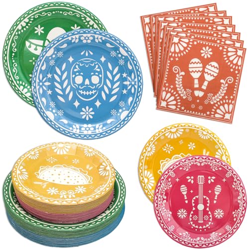 180-teiliges mexikanisches Fiesta-Partyzubehör für 60 Personen, Cinco de Mayo Party-Pappteller und Servietten-Set für mexikanische Fiesta-Taco-Geburtstagsparty-Dekorationen, inklusive Speiseteller, 180-teiliges mexikanisches Fiesta-Partyzubehör für 60 Personen, Cinco de Mayo Party-Pappteller und Servietten-Set für mexikanische Fiesta-Taco-Geburtstagsparty-Dekorationen, inklusive Speiseteller, von Osonm