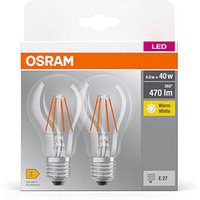 2 OSRAM LED-Lampen Base CLASSIC A40 Multipack E27 4 W klar von Osram