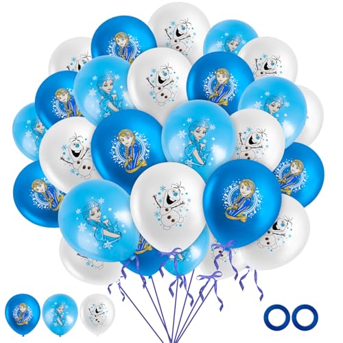 30 Stück Elsa Geburtstag Deko Kit, Frozen Balloons Party Geburtstag Deko, Froz Luftballons Geburtstag Pack für Kinder Fans Jungen Mädchen von Otokti
