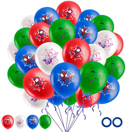 30 Stück Geburtstag Deko Kit, Spider Balloons Party Geburtstag Deko, Spider Luftballons Geburtstag Pack für Kinder Fans Jungen Mädchen von Otokti