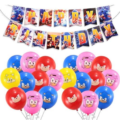 Luftballons Geburtstag Set, Themed Deko Geburtstag Mädchen Junge, Party Deko Geburtstag mit Happy Birthday Geburtstag Girlande und Swirls für Geburtstagsdeko von Otokti