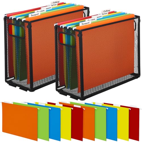 Otoolling Hängeregistratur-Organizer mit 10 Hängemappen, Metallnetz, Aktenordner für Briefform, Schreibtisch, Zeitschriften, Aufbewahrungsschränke für Zuhause, Büro, Schule (mehrfarbig, klein) von Otoolling