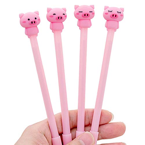 Ototon Kugelschreiber, Gel, Motiv Schwein, Cartoon, niedlich, feine Spitze, 0,5 mm, schwarze Tinte, zufällige Farbauswahl, 4 Stück Ototon Kugelschreiber, Gel, Motiv Schwein, Cartoon, niedlich, feine Spitze, 0,5 mm, schwarze Tinte, zufällige Farbauswahl, 4 Stück von Ototon