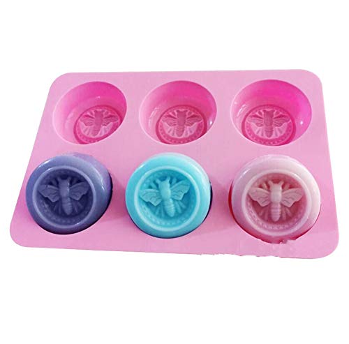 Ototon Seifenform aus Silikon mit 6 Mulden, Bienenmotiv, runde Form, Werkzeug für Seife, Kuchen, Backen von Ototon