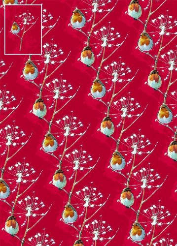6 Bögen - Geschenkpapier Weihnachten - Robin Redbreast - Rotkehlchen von Otter House