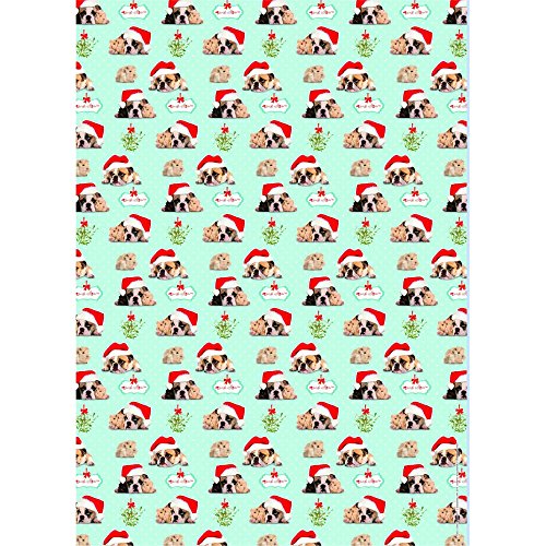 6 Bögen - Geschenkpapier Weihnachten - Seasonal Cheer - Bulldog von Otter House