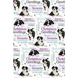 6 Bögen - Geschenkpapier Weihnachten - Seasons Greetings - Border Collie von Otter House