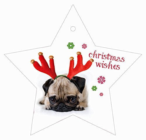 Geschenkpapier Weihnachten mit Anhänger Cute Santa Pugs 6+6 von Otter House