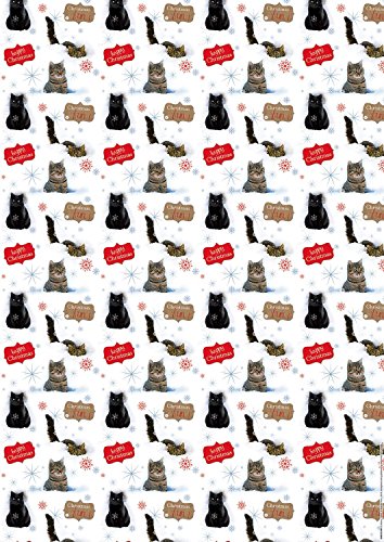 Geschenkpapier Weihnachten mit Anhänger Feline Fun – Katzen 2+2 von Otter House
