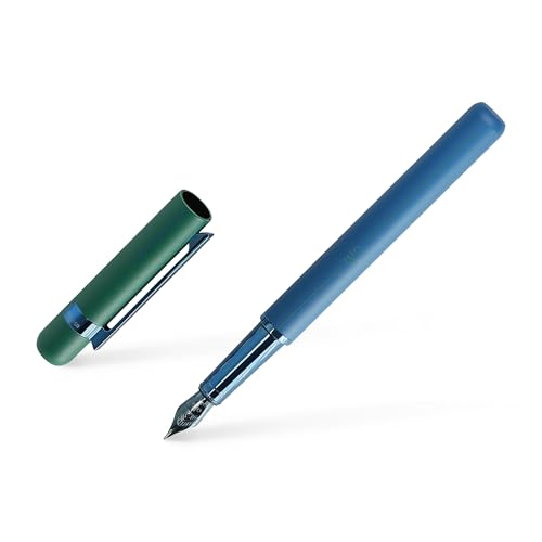 Otto Hutt 038-11679 - Füllfederhalter Design 03 Blau-Grün - Füller mit matten Schaft und Kappe aus Messing, Beschlagteile blau anodisiert, Stahlfeder, Federstärke EF Otto Hutt 038-11679 - Füllfederhalter Design 03 Blau-Grün - Füller mit matten Schaft und Kappe aus Messing, Beschlagteile blau anodisiert, Stahlfeder, Federstärke EF von Otto Hutt