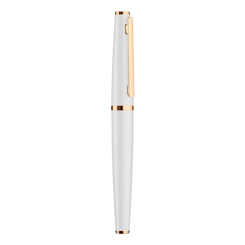 Otto Hutt Design 06 Füllfederhalter Weiß, mit Schaft aus Aluminium-Vollmaterial, Kappe und Beschlagteile Roségold beschichtet, Stahlfeder, Federstärke: B, 068-16506 von Otto Hutt