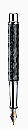 Otto Hutt design 04 Füllfederhalter 068-61978 – Füller mit hochwertiger Beschichtung und Wellen Guillochierung in der Farbe Schwarz – Federstärke B von Otto Hutt