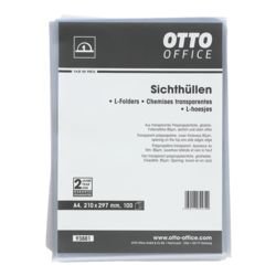 Sichthüllen transparente, dokumentenechte PP-Folie 80µm, 100 Stück für DIN A4, oben und seitlich offen von Otto Office