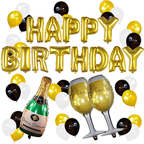 Otufan Alles Gute zum Geburtstag Buchstabenballons, Aluminiumfolienballons Party Hochzeitsdekor Ballonset Hochzeitsdekoration (Weinflaschenpaket) von Otufan