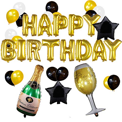Otufan Alles Gute zum Geburtstag Buchstabenballons, Aluminiumfolienballons Party Hochzeitsdekor Ballonset Hochzeitsdekoration (goldenes Paket) von Otufan