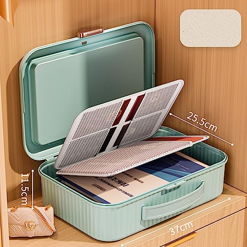 Otufan Feuerfeste Dokumentenbox mit Schloss, Aufbewahrungsbox für Akten, wasserdicht, sicher, feuerfeste Dokumententasche, großes Fassungsvermögen für Reisen zu Hause, im Büro (Hellgrün) von Otufan