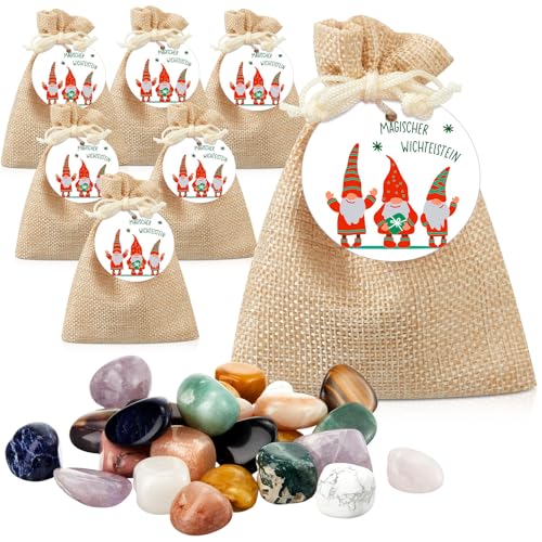 Otuuz 12 Stück Glückssteine für Kinder Mutsteine Glücksbringer Edelsteine Kindergeburtstag Gastgeschenk Magische Steine für Weihnachten Party Mitgebsel(Weihnachten) von Otuuz