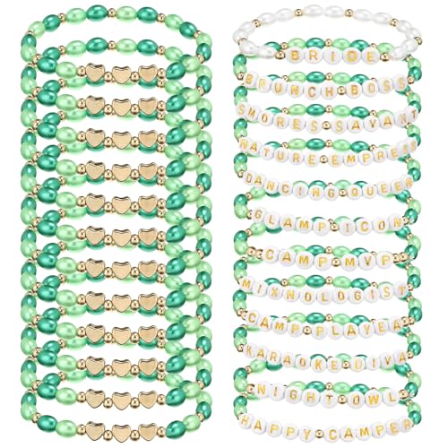 Otuuz 24 Stück Bachelorette Perlen Team Braut Armbänder Camp Bachelorette Party Zubehör Brautjungfer Freundschaftsarmband Geschenk für Brautparty Gastgeschenk Verlobung Brautparty Hochzeitsgeschenk von Otuuz