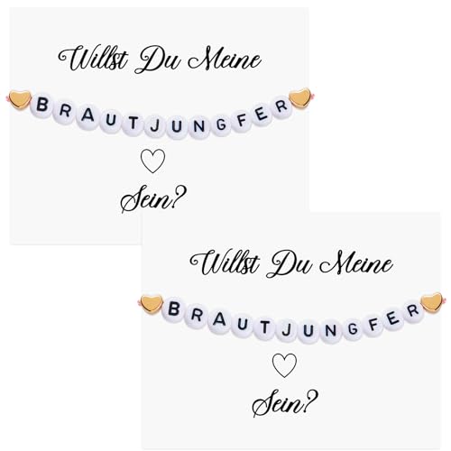 Otuuz 2er Pack Brautjungfer Fragen Geschenk Set Enthält Verstellbares Brautjungfer Armband Brautjungfer Fragen Karte Handgemachte Geschenke für Trauzeugin Brautjungfer Geschenkidee (Stil 1) von Otuuz