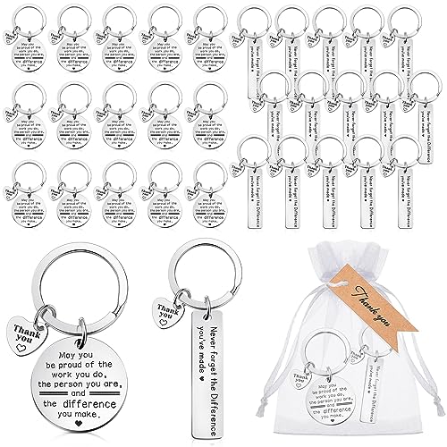 Otuuz 30 Sets Mitarbeiter Dankeschön Geschenke Thank You Inspirierende Schlüsselanhänger in 2 Stilen Thank You Karten mit Organzasäckchen Kollegen Abschiedsgeschenk für Mitarbeiter Ruhestand von Otuuz