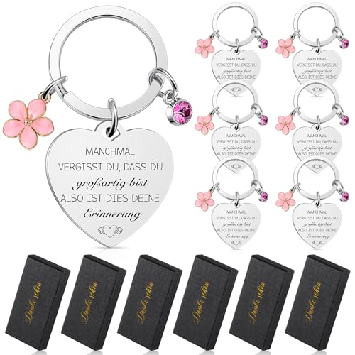 Otuuz 6 Set Dankeschön Geschenk Schlüsselanhänger Geschenkbox Manchmal Vergisst du Dass du Grossartig Bist Motivations Geschenke Abschiedsgeschenk für Kollegen Lehrer Frauen Erzieherin(Blumen) von Otuuz
