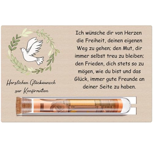 Otuuz Konfirmation Geldgeschenk Enthalten 1 Stück Konfirmationskarte und 1 Stück Reagenzglas Geldgeschenk zur Taufe Kommunion Geburtstag für Frauen und Männer von Otuuz