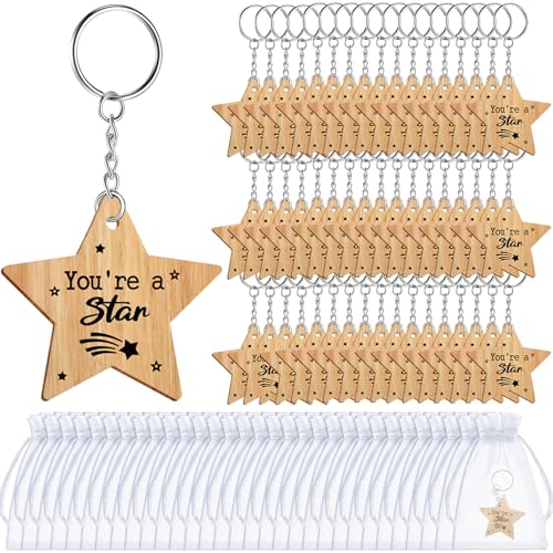 Otuuz Schlüsselanhänger mit 50 Sternen, 50 Stück, mit 50 Organza-Beuteln, Holz-Schlüsselanhänger, Klasse Schulabschluss, Geschenke für Kinder, Schüler, Studenten, Lehrer, Schule, Abschlussgeschenk Otuuz Schlüsselanhänger mit 50 Sternen, 50 Stück, mit 50 Organza-Beuteln, Holz-Schlüsselanhänger, Klasse Schulabschluss, Geschenke für Kinder, Schüler, Studenten, Lehrer, Schule, Abschlussgeschenk von Otuuz